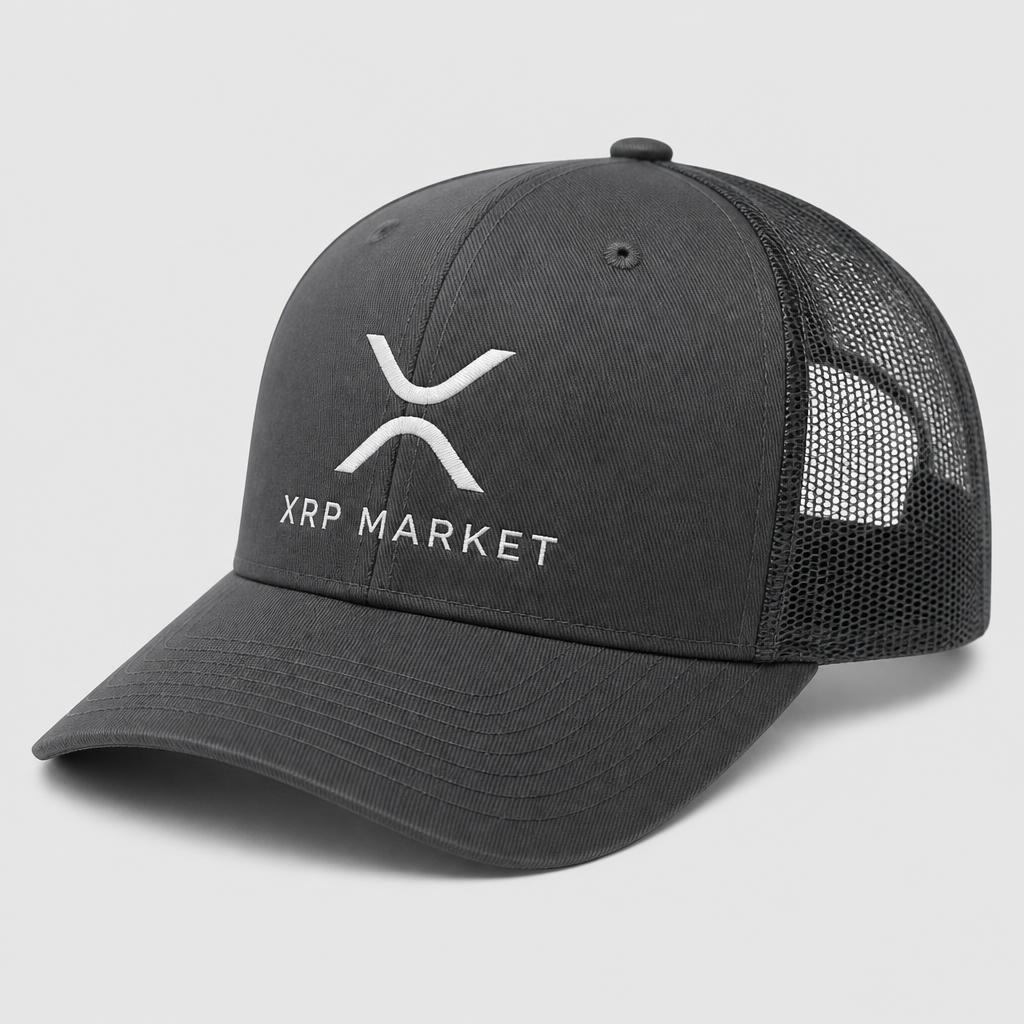 XRP Market Logo Trucker Hat — Charcoal